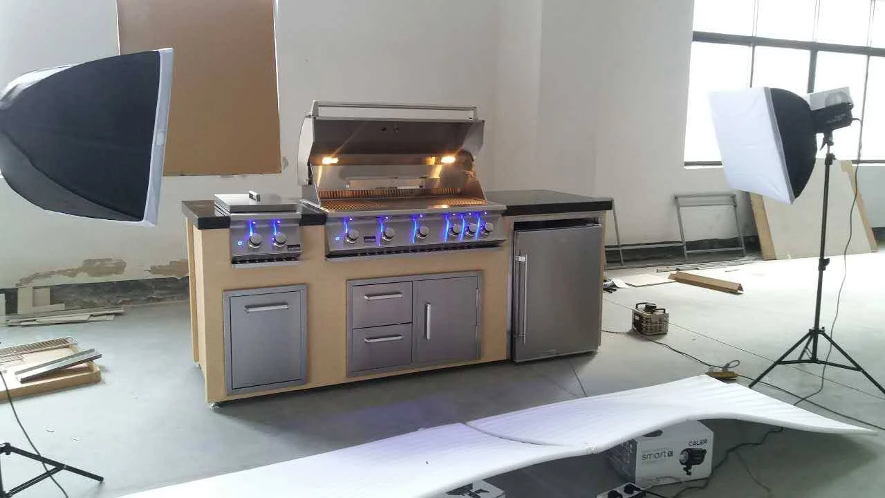 Bonfire 42" 5burner BBQ Island With Double Side Burner, Refrigerator 1 Bonfire 42" 5burner BBQ Island With Double Side Burner, Refrigerator