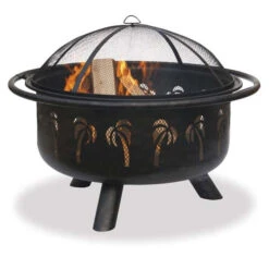 Bronze Fire Bowl W Palm Tree Design